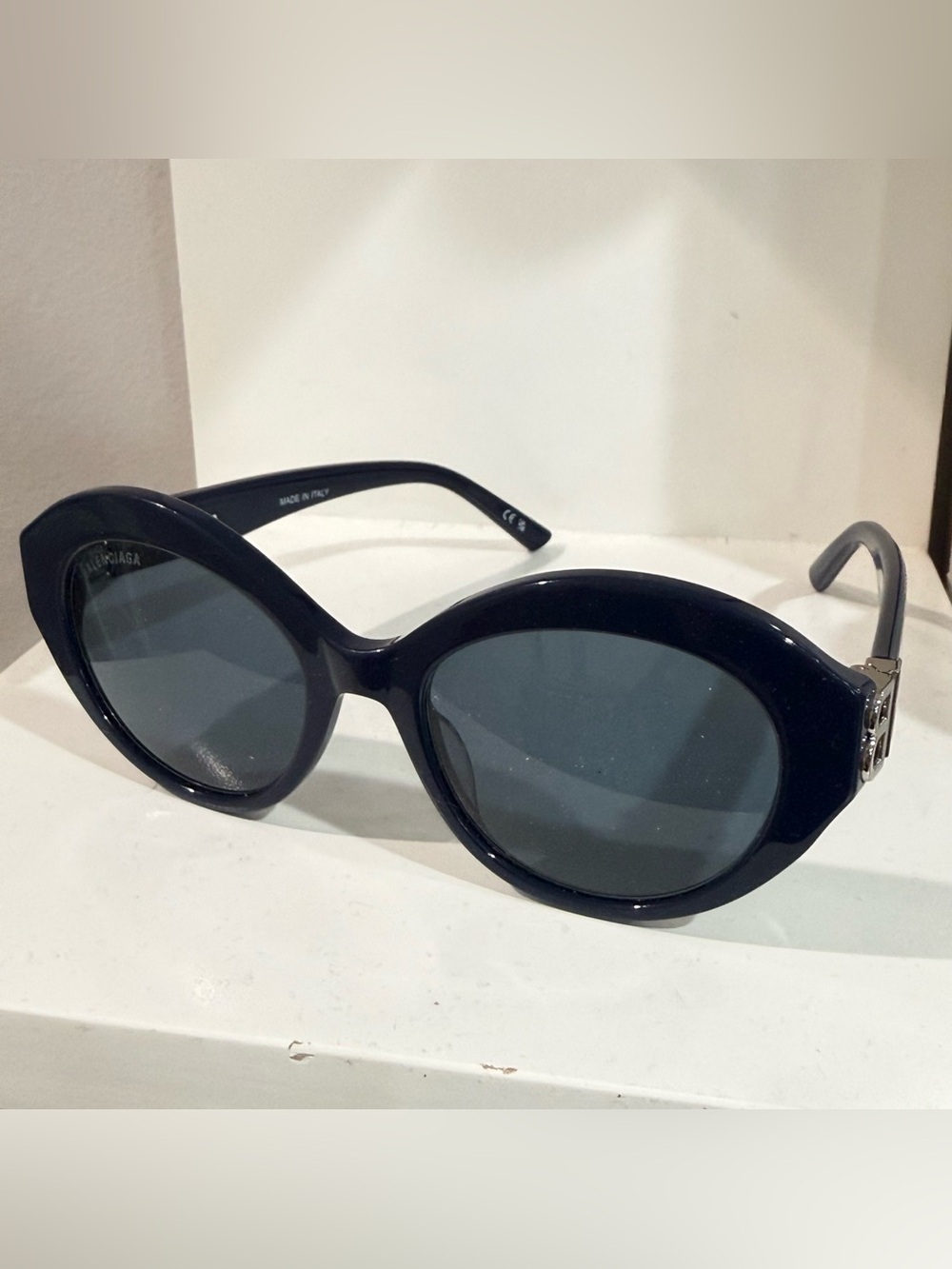 Balenciaga Black Oval Women's Sunglasses
